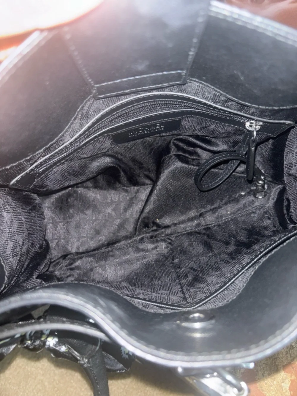 Michael Kors Black Saffiano Leather Satchel with Floral Scarf Accent - Picture 5 of 6